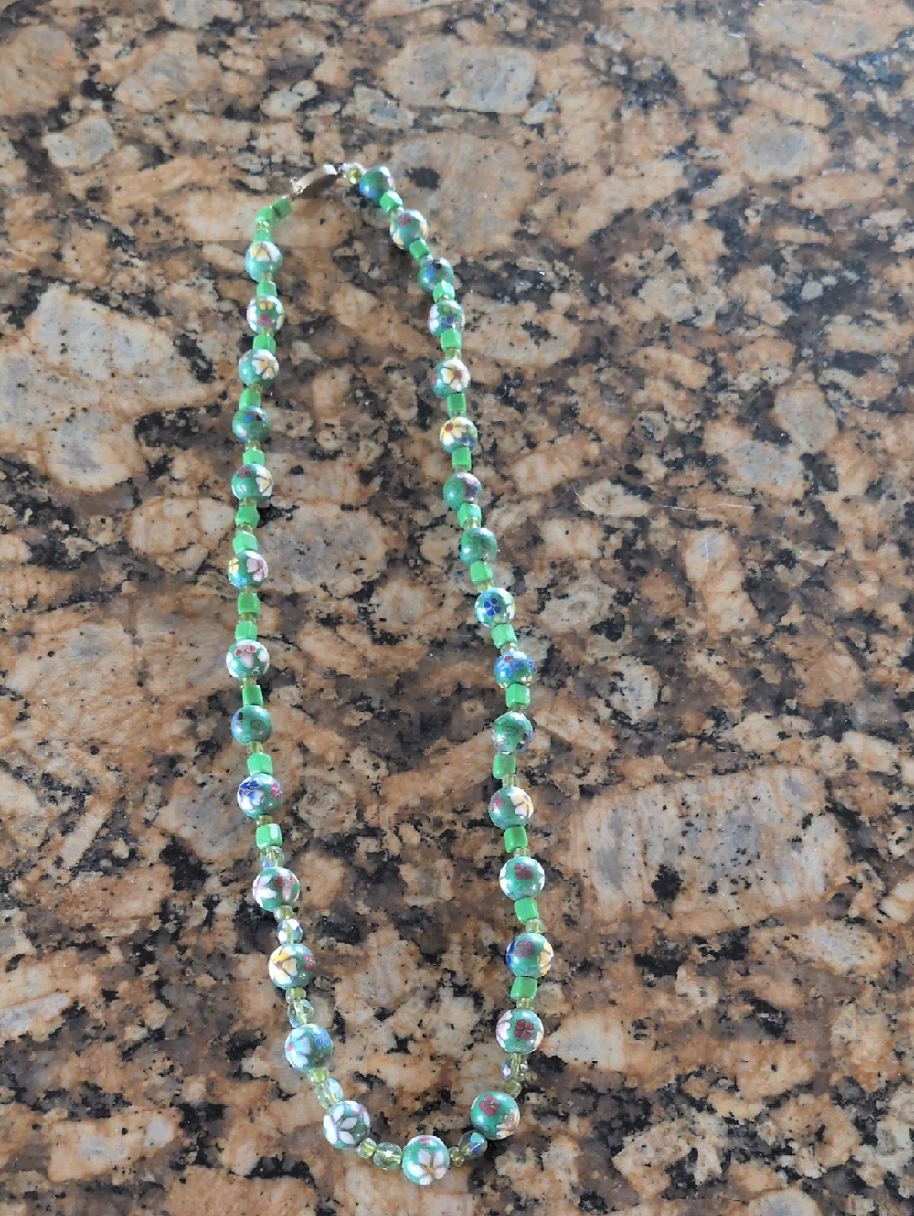 Green Beaded Floral Necklace - Women Jewelry